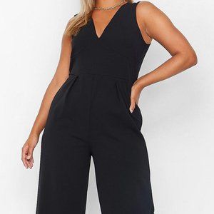 Plus Size Plunge Wide Leg Jumpsuit